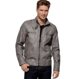 Calvin Klein Moto Jacket Mens Large Faux Leather